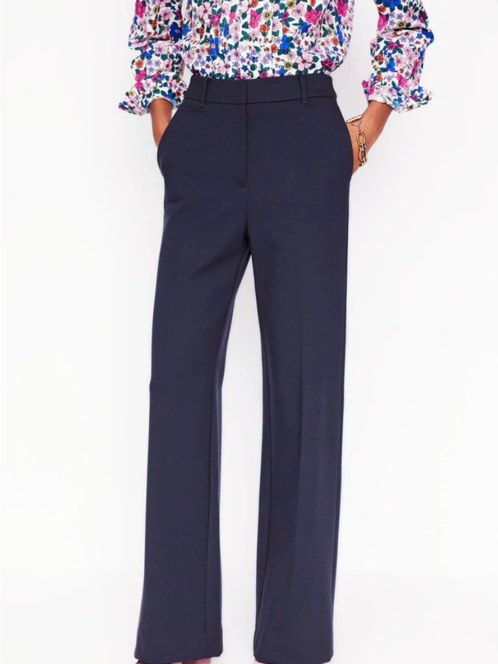 Boden Belgravia Ponte Pants Navy Blue Wide Leg Trousers Size 10R